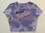 Ladies' "Barbell Barbie" Fitted Crop T-Shirt - Bleached Lavender, S