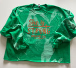 Crop Sweatshirt - "She Is Strong" - Bleached Kelly Green, XL