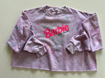 Crop Sweatshirt - "Barbell Barbie" - Dye Splattered Pink, XL
