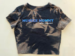 Ladies' "Muscle Mommy" Fitted Crop T-Shirt - Bleached Black, XS
