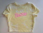 Ladies' "Barbell Barbie" Fitted Crop T-Shirt - Bleached Pale Yellow, S