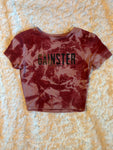 Ladies' "Gainster" Fitted Crop T-Shirt - Bleached Wine, XS
