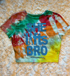 Ladies' "She Lifts Bro" Fitted Crop T-Shirt - Tie Dyed, M