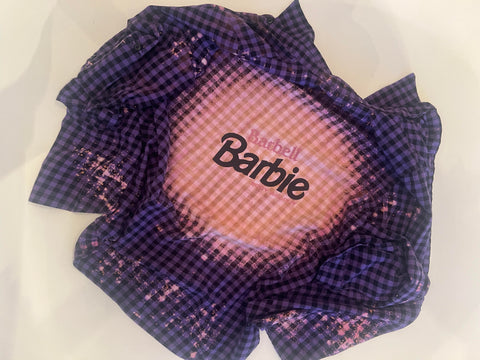 Upcycled Flannel Shirt - "Barbell Barbie" - Purple & Black Plaid, S