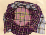 Upcycled Flannel Shirt - "I Love Heavy Metal" - Purple, Blue & Black Plaid, L