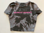 Ladies' "Muscle Mommy" Fitted Crop T-Shirt - Bleached Olive Green, XS