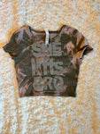 Ladies' "She Lifts Bro" Fitted Crop T-Shirt - Bleached Olive Green, XS/S